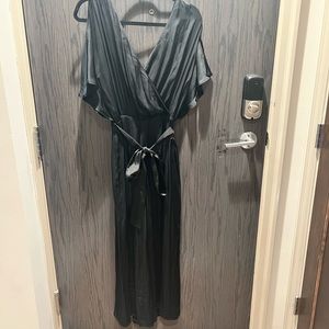 Black Silk Wide Leg Jumpsuit